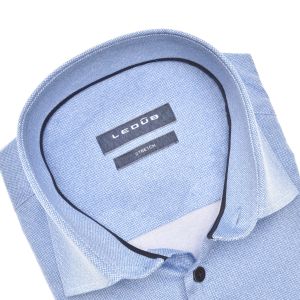 Ledub Modern Fit Overhemd - Blauw/wit gemeleerd