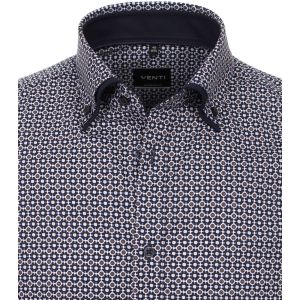 Venti Modern Fit Overhemd - Navy/Wit Print