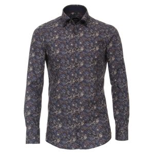 Venti Modern Fit Overhemd - Paisley Navy