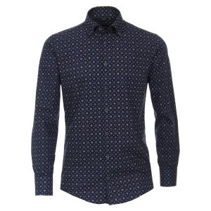 Venti Modern Fit Overhemd - Navy/Bruin