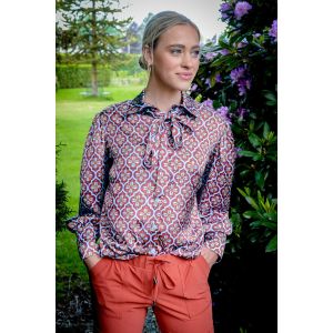 Only M - Blouse Raso Fiori Blauw