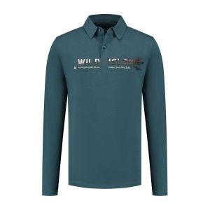 Kitaro Polo Longsleeve - Wild Island Petrol