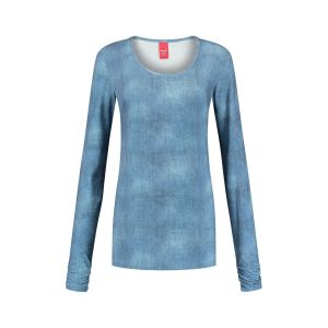 Only M - Ronde hals top blauw gemeleerd