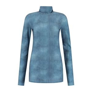 Only M - Top met col blauw gemeleerd