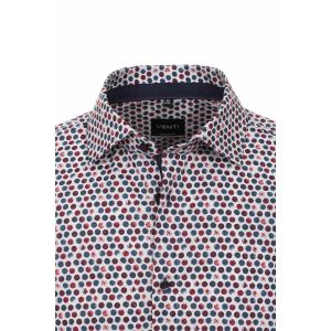 Venti Modern Fit Overhemd - Kent Rood/Navy Patroon