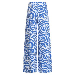 Smashed Lemon - Wideleg Crepe Cobalt Print