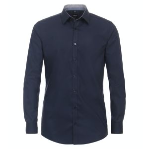 Venti Body Fit Overhemd - Kent City Navy