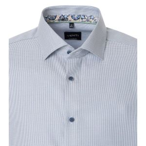 Venti Modern Fit Overhemd - Botanic Weave Blue
